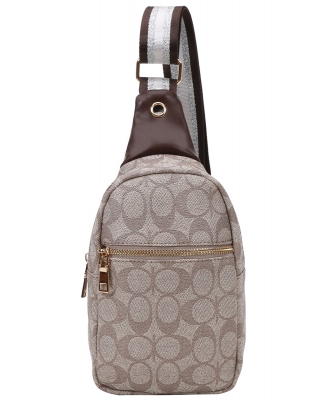 Oval Pattern Print Sling Bag FT-1072 COFFEE
